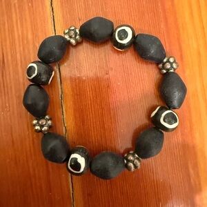 Black and Silver Beaded Bracelet